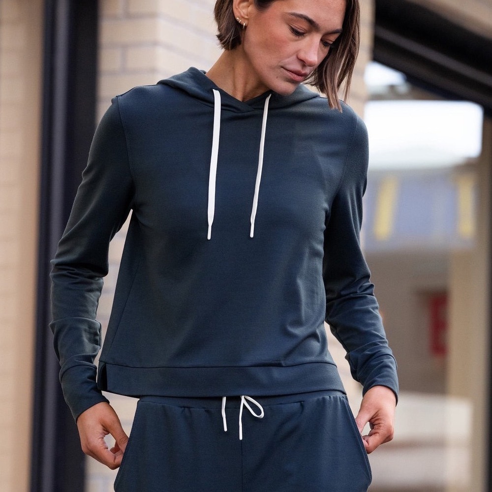 Rhoback Womens Navy Blue Tempo Performance Hoodie Small